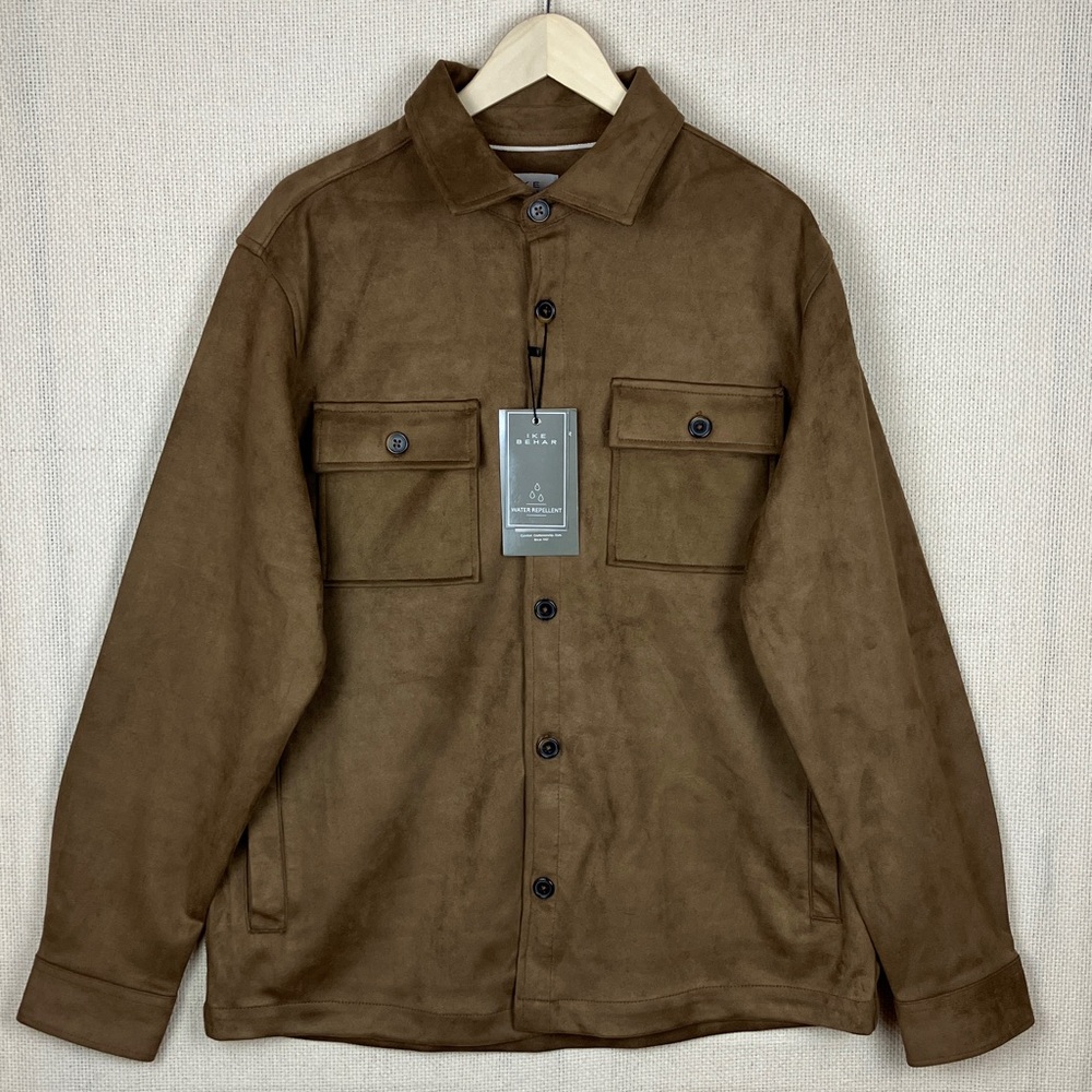 Ike Behar Faux Suede Water Repellent Jacket Shacket Cocoa Brown NWT